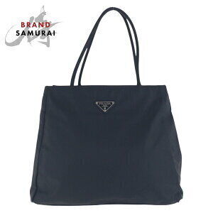 Prada Tessuto triangular logo plate black Nylon tote shoulder bag